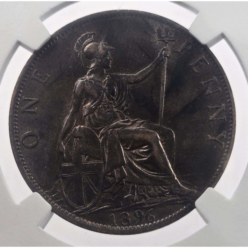 GREAT BRITAIN UK 1896 PENNY COIN NGC MS 62 QUEEN VICTORIA WORLD COINS