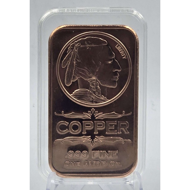 1 oz Indian Head 999 Fine Copper Bar GOLD AND SILVER BULLION