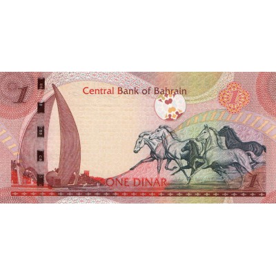 BAHRAIN 1 DINAR BANKNOTE UNC 2006 HORSE P26
