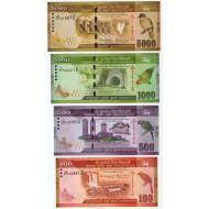 SRI LANKA 2015 - 2017 COMPLETE ANIMAL BANKNOTE SET 5000 1000 500 100 50 20 RUPEES UNC