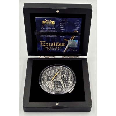 EXCALIBUR Legendary Swords 2 Oz Silver Coin 5$ Niue 2024