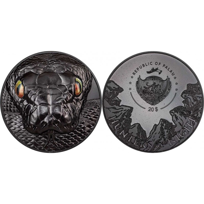PYTHON Hunters by Night 5 Oz Silver Coin 20$ Palau 2022 GOLD AND SILVER BULLION