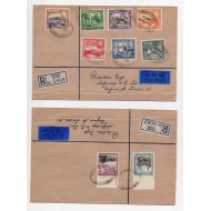 CYPRUS POSTAL HISTORY - KGVI 1938 2 REGISTERED LETTER COVERS FDC 9 STAMP VALUES