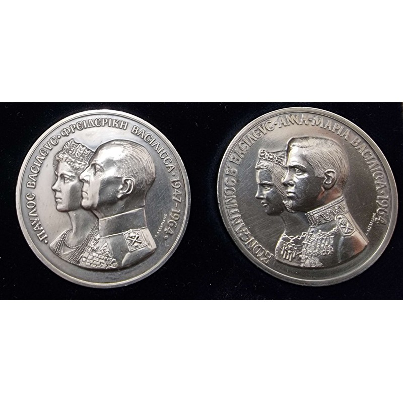 The Kings of Modern Greece 7 silver 999 coin medals Collection WORLD COINS