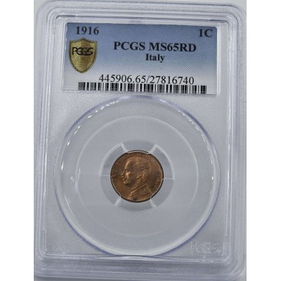 Italy Centesimo coin 1916 R MS65 RD PCGS Top Pop