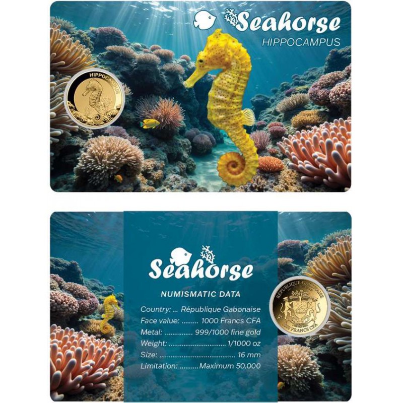 Ocean Fish collection 1/1000 Oz .999 Gold 5 coin cards in Album GOLD AND SILVER BULLION
