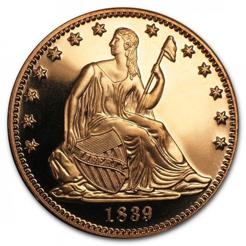 Seated Liberty 1 oz 999 Fine Copper Round GOLD AND SILVER BULLION