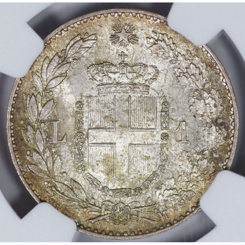 ITALY SILVER LIRA UBERTO I 1887 M NGC MS66+ WORLD COINS