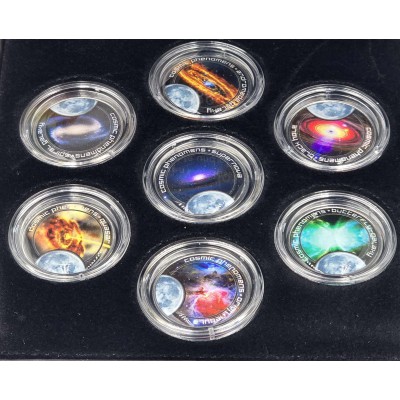 Cook Islands Cosmic phenomena set collection of 7 colored coins