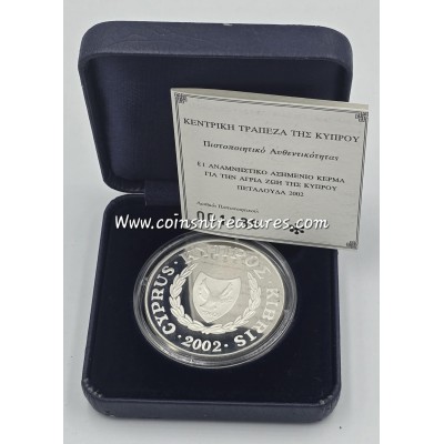 CYPRUS 2002 SILVER PROOF COIN 1 POUND BUTTERFLY