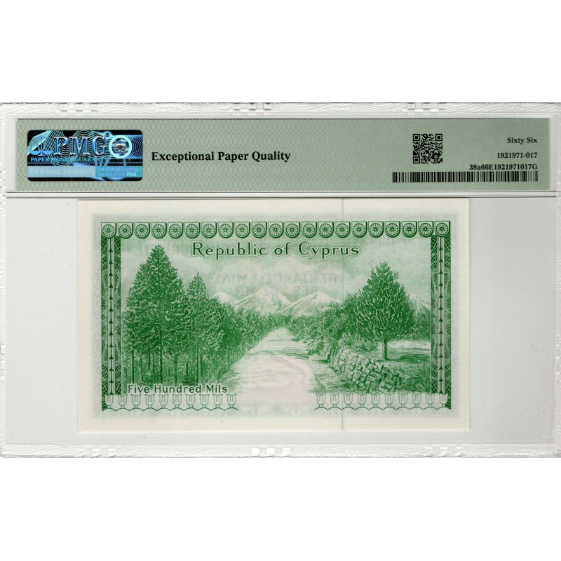 CYPRUS 500 MILS 1961 BANKNOTE P38a PMG 66 EPQ WORLD BANKNOTES