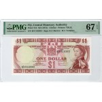 FIJI 1974 1 dollar QEII BANKNOTE P71b PMG 67 EPQ WORLD BANKNOTES