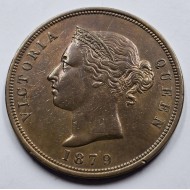 CYPRUS 1 PIASTRE COIN 1879 QUEEN VICTORIA AU+