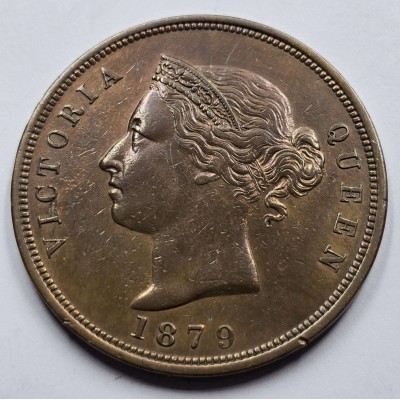 CYPRUS 1 PIASTRE COIN 1879 QUEEN VICTORIA AU+