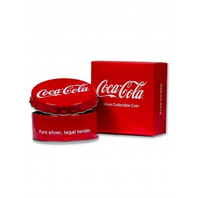 COCA COLA BOTTLE CAP SHAPED SILVER PROOF COIN FIJI 2018