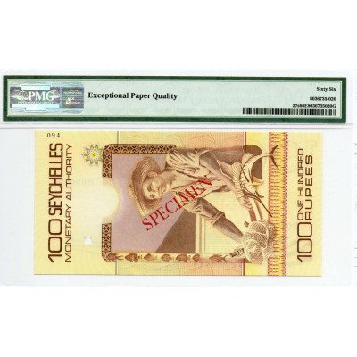 AFRICA SEYCHELLES 1980 100 RUPEES SPECIMEN P27s PMG 66EPQ LION FISH