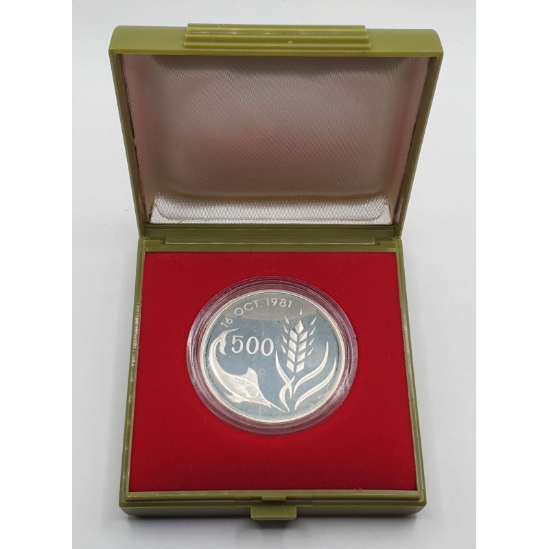 CYPRUS 1981 SILVER PROOF 500 MILS FAO SWORD FISH IN BOX WORLD COINS