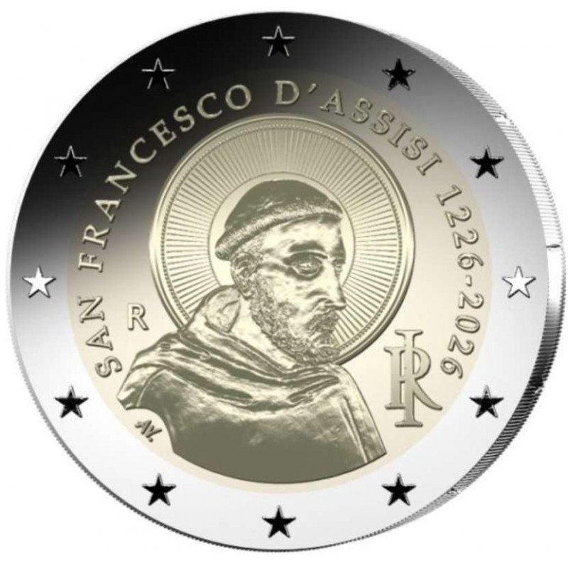 Italy 2 Euro coin St. Francis of Assisi 2026 REVERSE Proof BE WORLD COINS