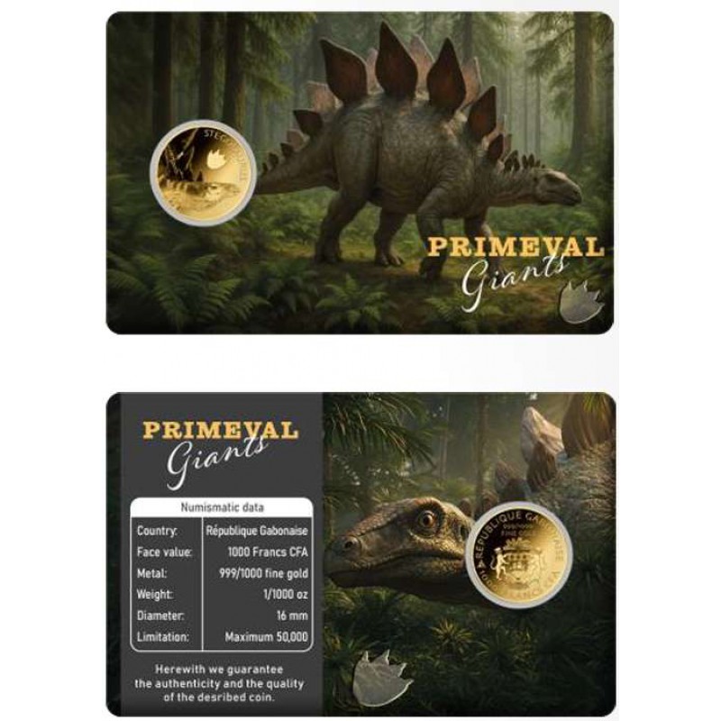 Dinosaur Primeval Giants collection 1/1000 Oz .999 Gold coins Album GOLD AND SILVER BULLION