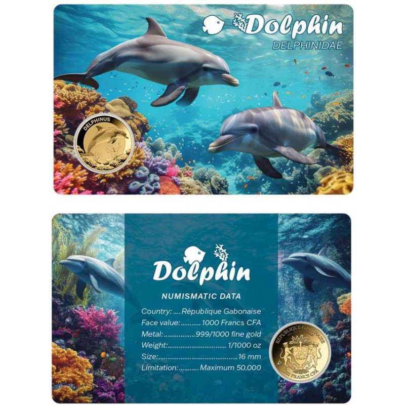 Ocean Fish collection 1/1000 Oz .999 Gold 5 coin cards in Album GOLD AND SILVER BULLION