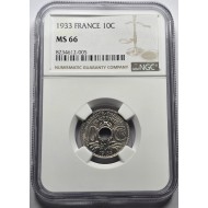 France 10 Centimes 1933 unc coin NGC MS66