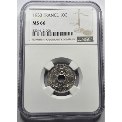 France 10 Centimes 1933 unc coin NGC MS66