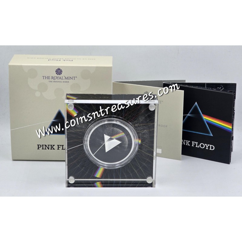 UK 2026 Pink Floyd 1oz Silver 999 Proof Colored Coin GOLD AND SILVER BULLION