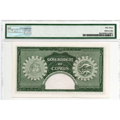 CYPRUS 5 POUNDS 1956 QUEEN ELIZABETH QEII PMG 53 p36a RARE