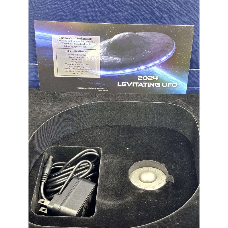 UFO FLYING SAUCER Levitating Silver Coin 5000 Francs Chad 2024 GOLD AND SILVER BULLION
