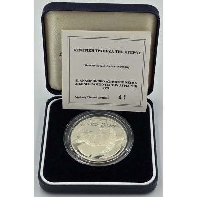 CYPRUS 1997 SILVER PROOF 1 POUND COIN WWF TURTLE