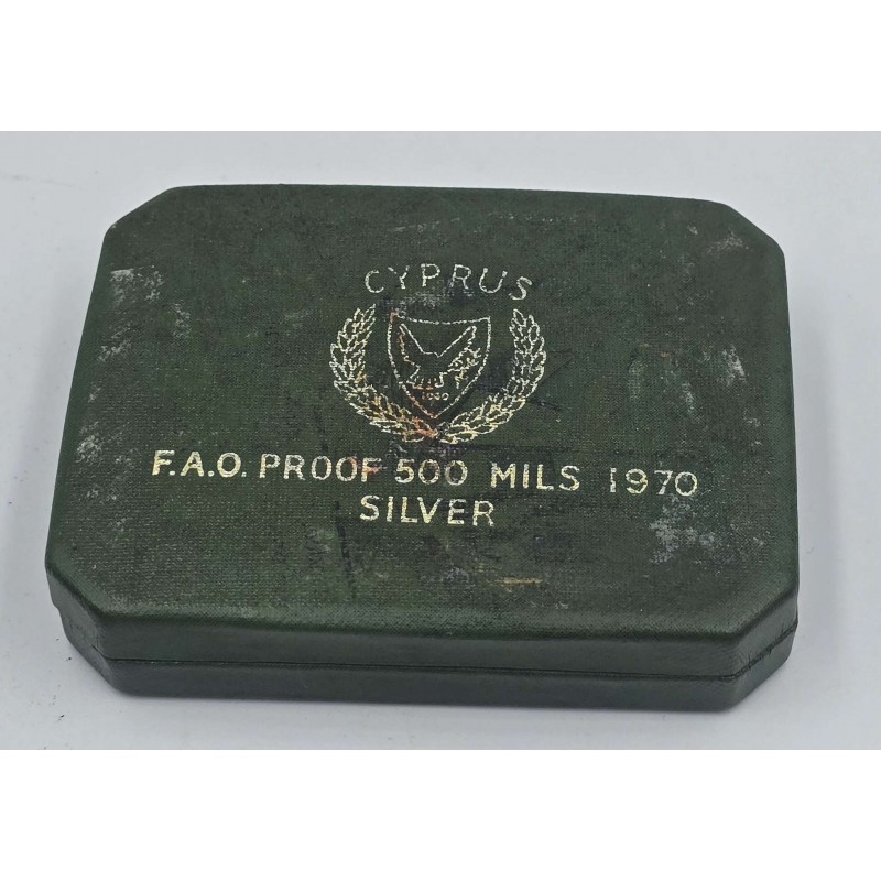 CYPRUS 1970 SILVER PROOF 500 MILS FAO IN BOX RARE WORLD COINS