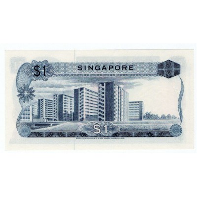 SINGAPORE 1 DOLLAR 1967 UNC FIRST ISSUE BANKNOTE ORCHID FLOWER SERIES