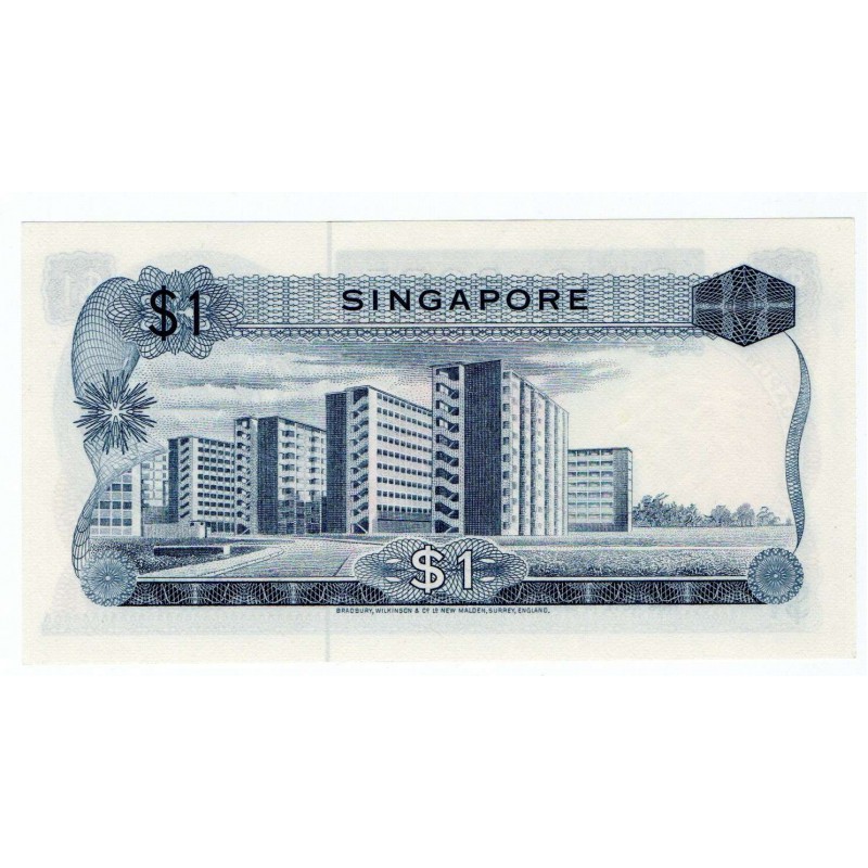SINGAPORE 1 DOLLAR 1967 UNC FIRST ISSUE BANKNOTE ORCHID FLOWER SERIES WORLD BANKNOTES