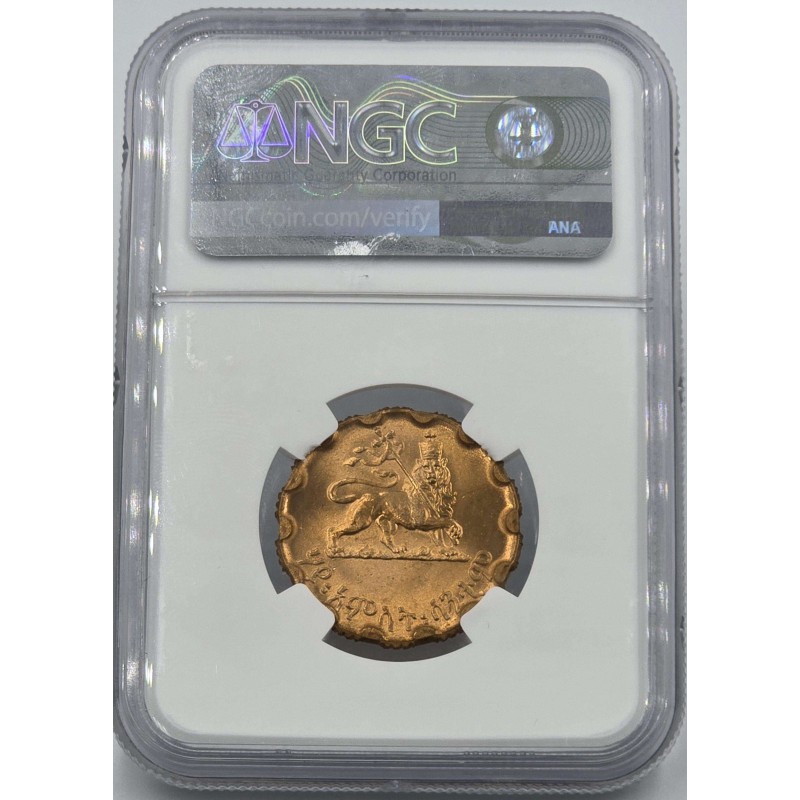 Ethiopia Haile Selassie I 25 Santeem 1944 coin NGC MS65 RD WORLD COINS
