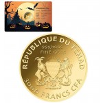 HALLOWEEN PUMPKIN 1/1000 Oz Gold .999 Coin Chad GOLD AND SILVER BULLION