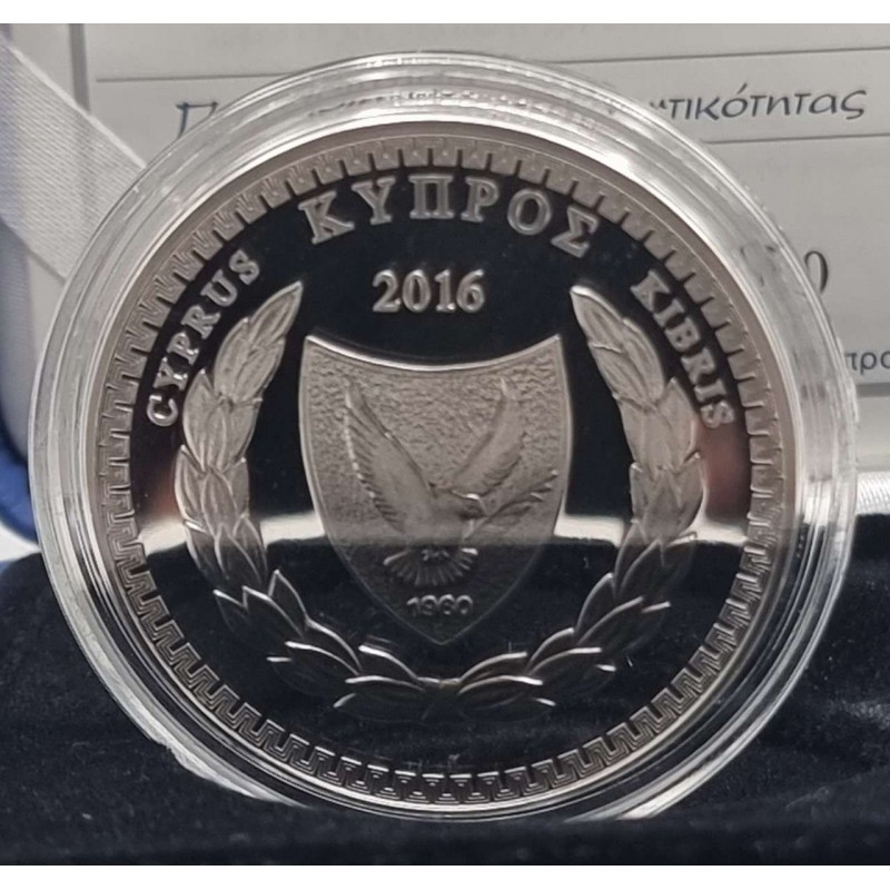 CYPRUS 2016 SILVER PROOF 5 EURO COIN POETS SERIES LIPERTIS WORLD COINS