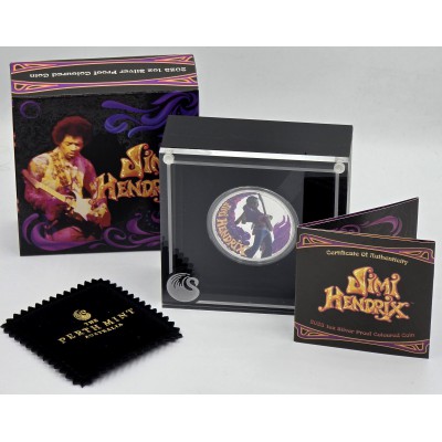 Tuvalu 2025 Jimi Hendrix Silver 1oz .999 Proof Colored Coin