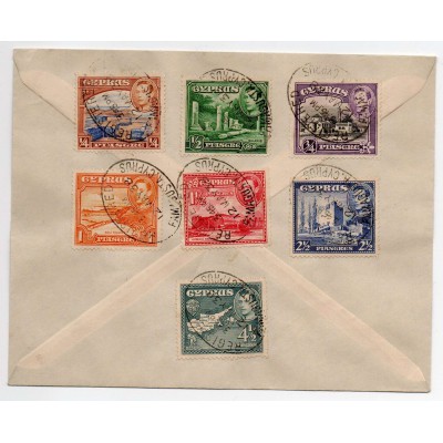 CYPRUS POSTAL HISTORY - KGVI 1938 REGISTERED LETTER FDC FAMAGUSTA