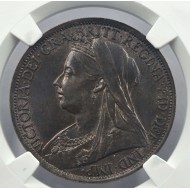 GREAT BRITAIN UK 1896 PENNY COIN NGC MS 62 QUEEN VICTORIA