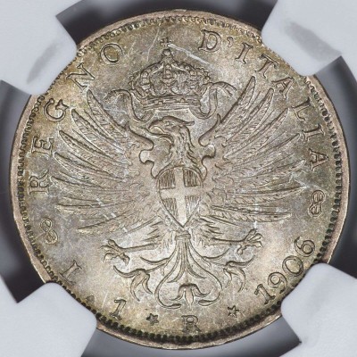 ITALY SILVER LIRA 1906 R NGC MS65 TOP POP FINEST KNOWN