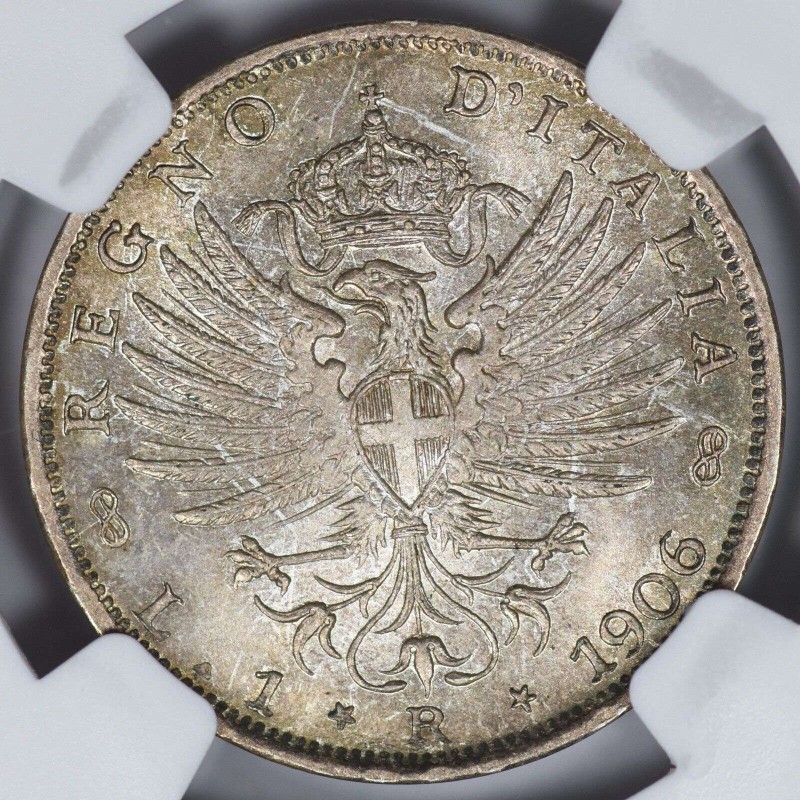 ITALY SILVER LIRA 1906 R NGC MS65 TOP POP FINEST KNOWN WORLD COINS