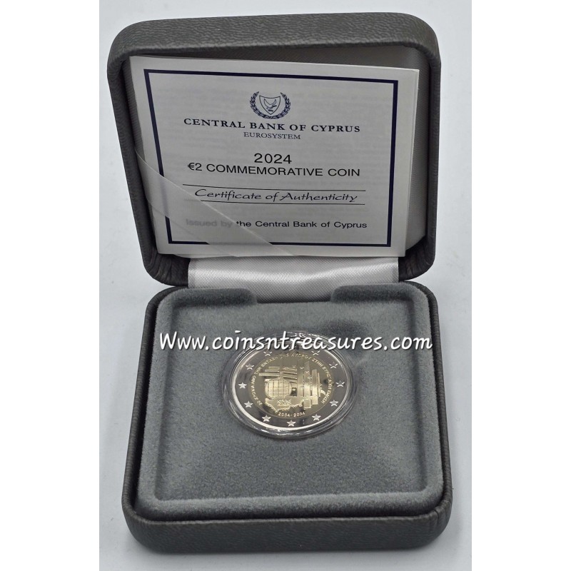 Cyprus 2024 accession to the European Union 2 euro coin Proof box + coa WORLD COINS