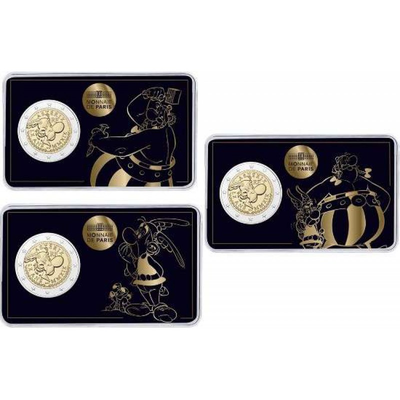 FRANCE 2 euro 2019 ASTERIX OBELIX INTERFIX Commemorative SET in official Coin cards WORLD COINS