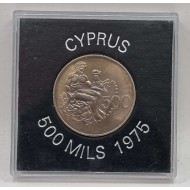 CYPRUS 1975 500 MILS HERCULES BU COIN IN ROYAL MINT CASE