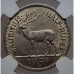 Mauritius 1/2 Rupee Silver coin 1934 NGC AU58 WORLD COINS