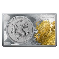 CHINESE DRAGON 2025 COIN IN BAR 3 oz Silver Premium Gold Glided Set