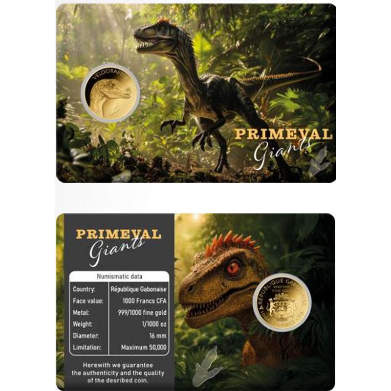 Dinosaur Primeval Giants collection 1/1000 Oz .999 Gold coins Album GOLD AND SILVER BULLION