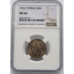 CYPRUS 50 MILS COIN 1955 UNC NGC MS66 WORLD COINS