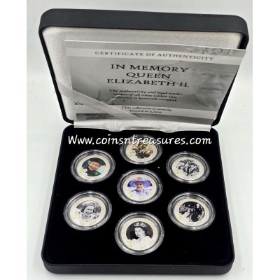 Cook Islands Queen Elizabeth II set collection of 7 colored coins
