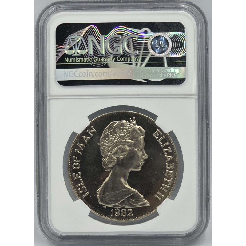 ISLE OF MAN CROWN 1982 SPAIN WORLD CUP NGC MS 66 POP 1 WORLD COINS